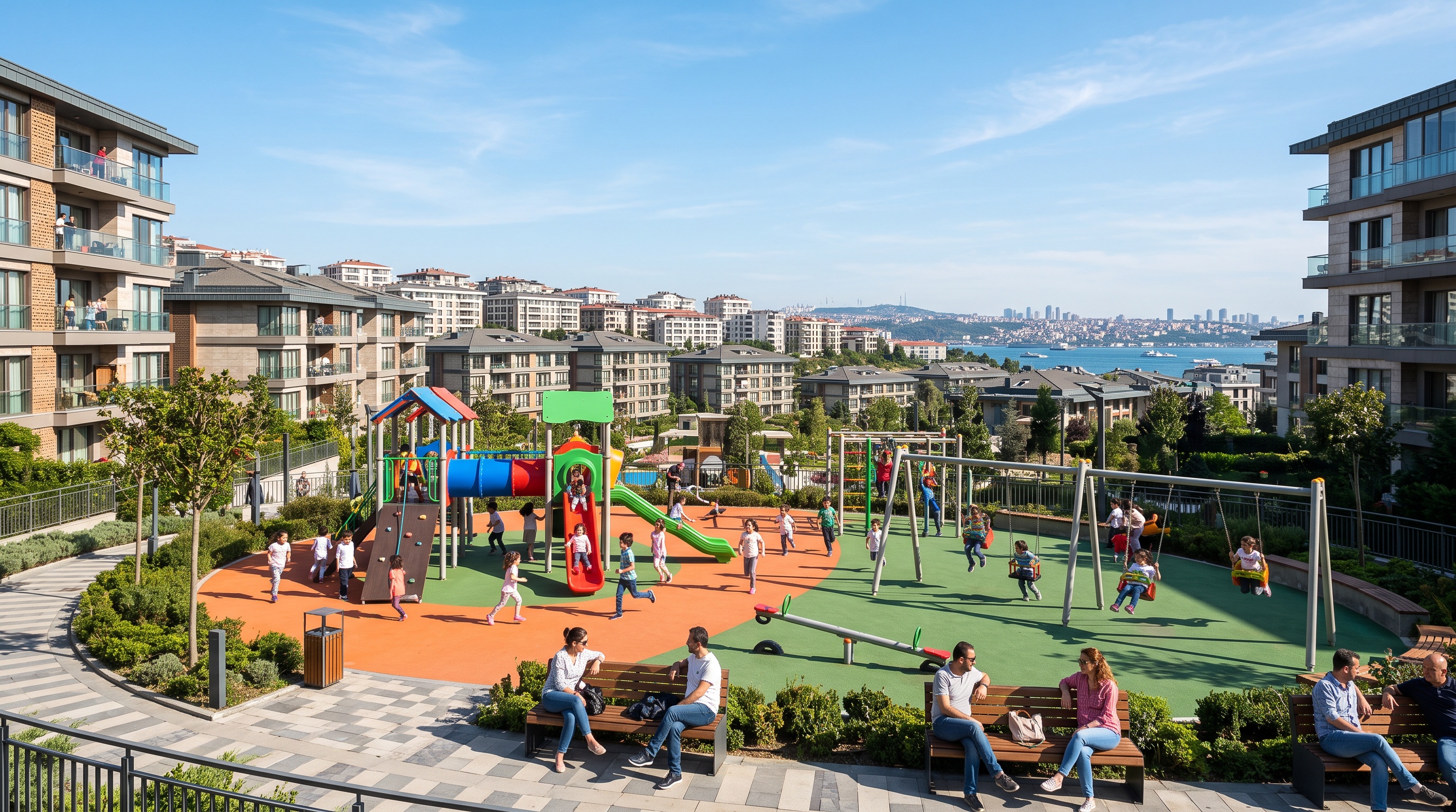 Municipal park large playground installation